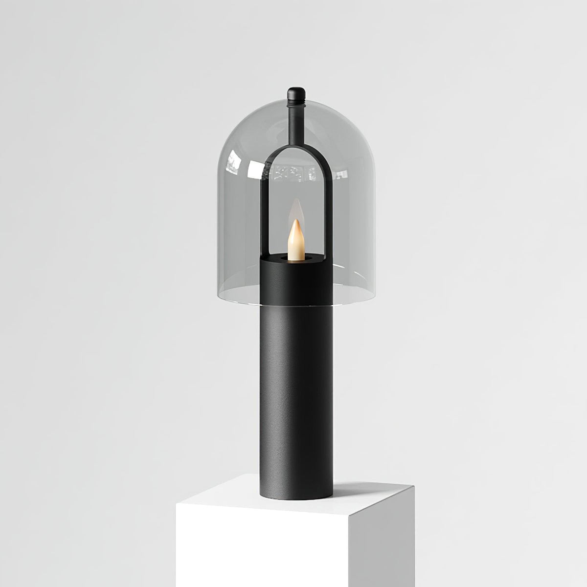 Clarine Smoked Glass Table Lamp in Black Metal