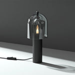 Clarine Smoked Glass Table Lamp in Black Metal