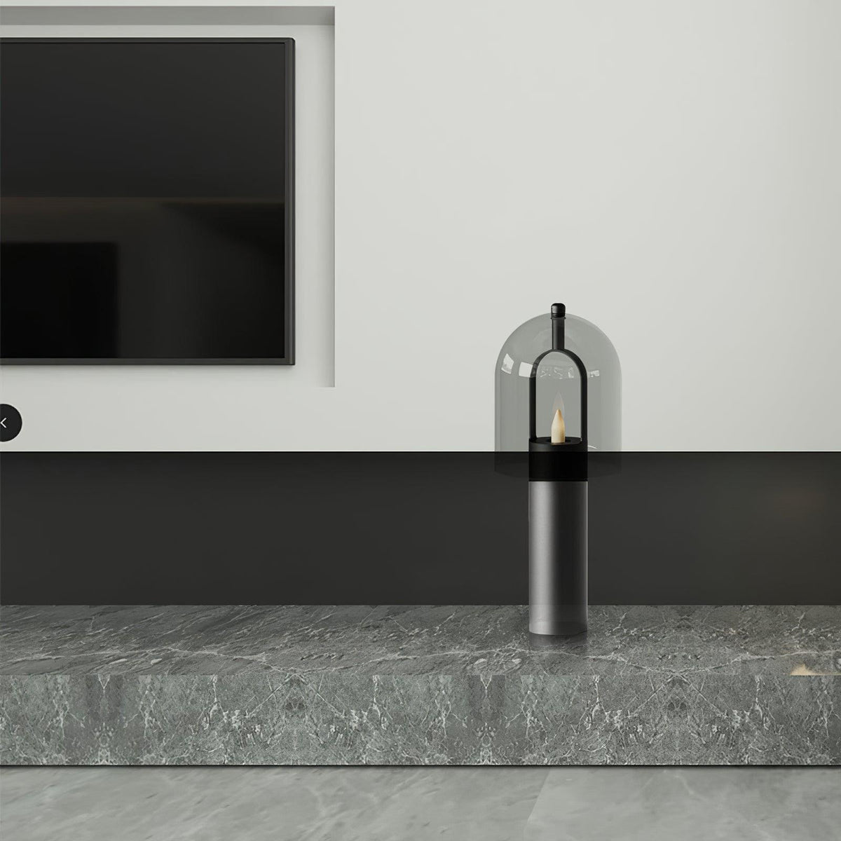 Clarine Smoked Glass Table Lamp in Black Metal