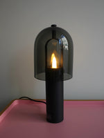Clarine Smoked Glass Table Lamp in Black Metal