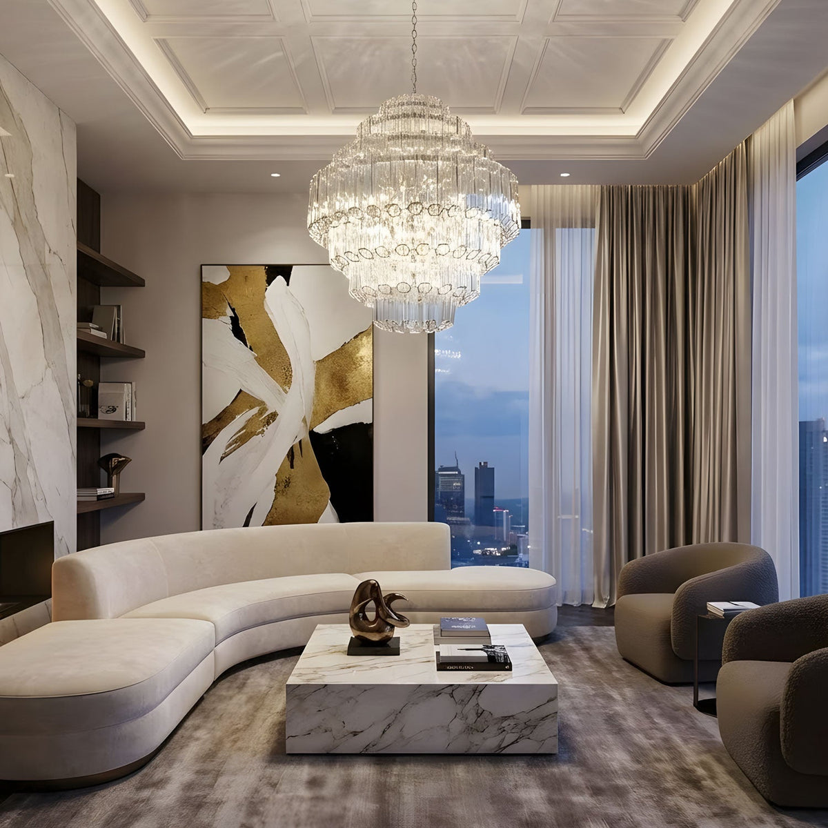 Clear Grande Palermo Chandelier – Modern Glass Tube Statement Light