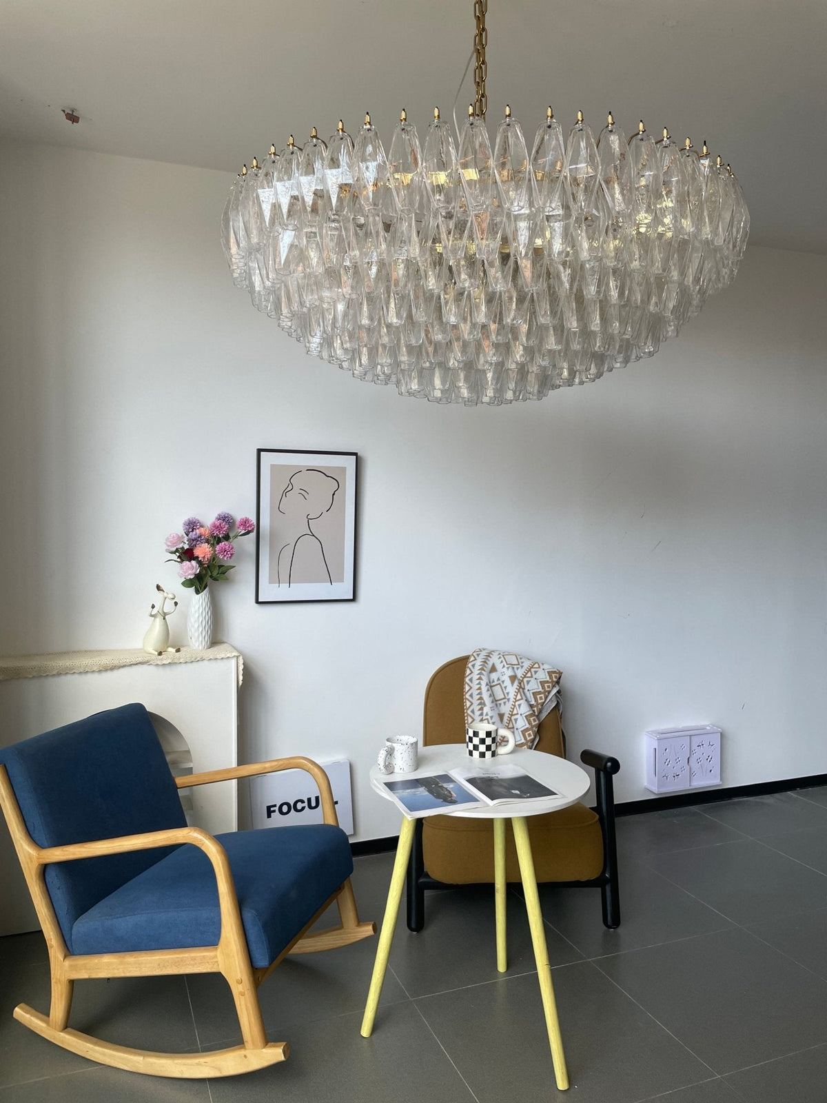 Clear Sorrento Chandelier — 47" Wide Tiered Glass Pendant Light