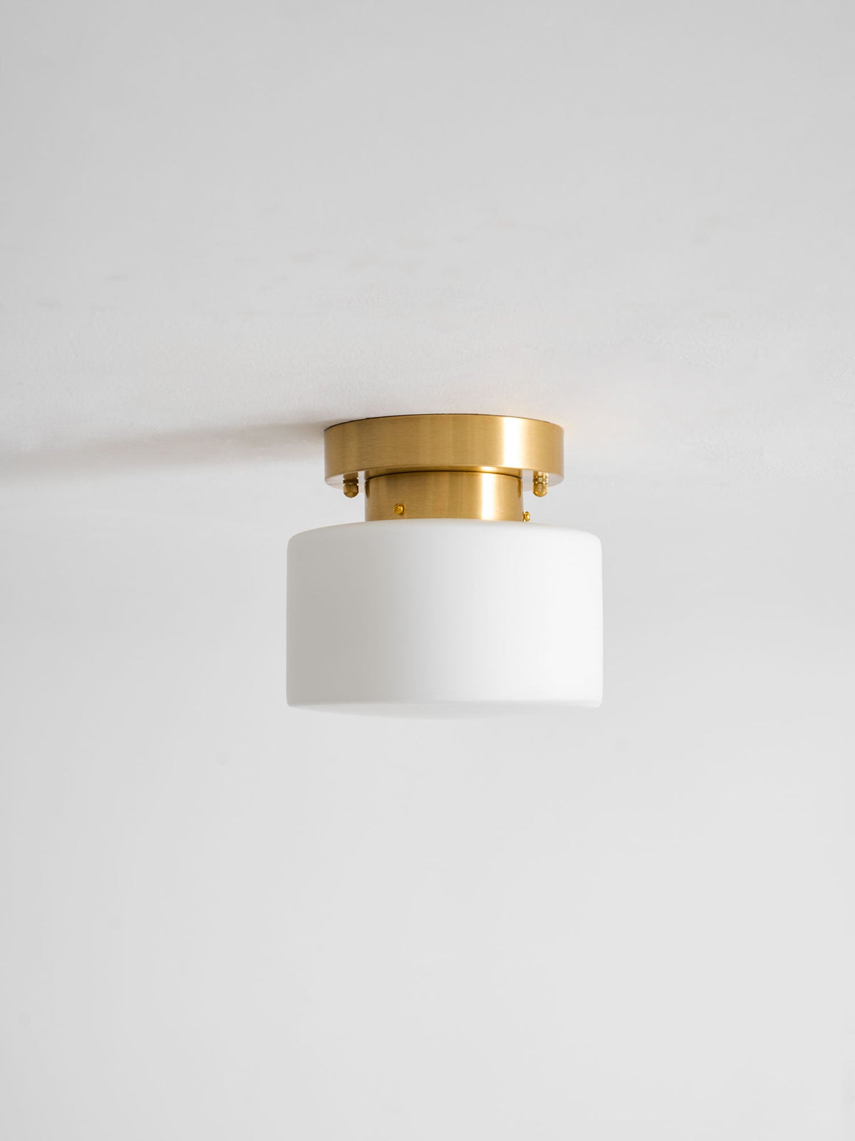 Clinio Flush Mount Ceiling Light in Brass and Opal Glass