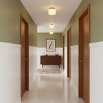 Clinio Flush Mount Ceiling Light in Brass and Opal Glass