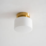 Clinio Flush Mount Ceiling Light in Brass and Opal Glass