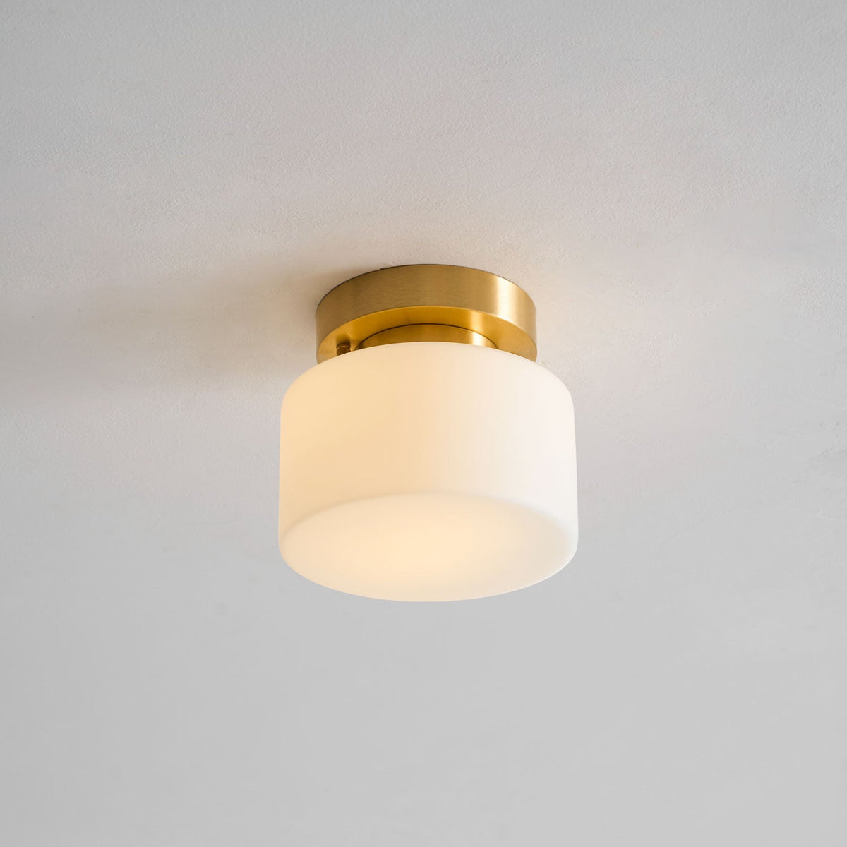 Clinio Flush Mount Ceiling Light in Brass and Opal Glass
