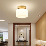 Clinio Flush Mount Ceiling Light in Brass and Opal Glass