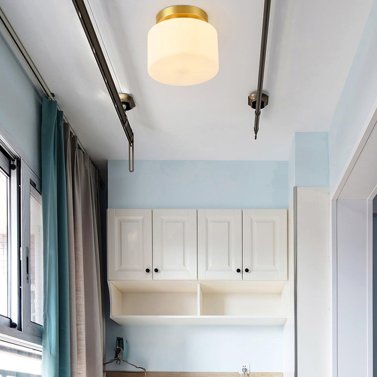 Clinio Flush Mount Ceiling Light in Brass and Opal Glass