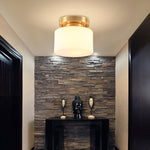 Clinio Flush Mount Ceiling Light in Brass and Opal Glass