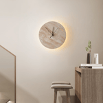 Travertine Wall Sconce with Integrated Clock – Modern Stone LED Wall Light