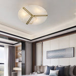 Clocks Alabaster Ceiling Light – Modern Brass Flush Mount for Living Room & Bedroom