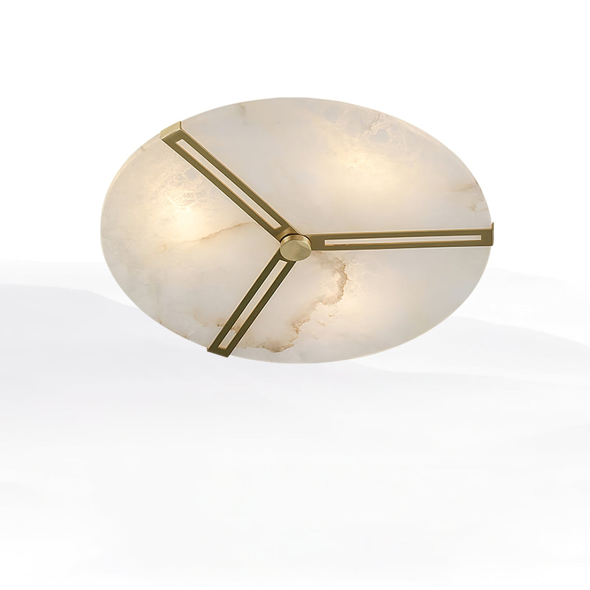 Clocks Alabaster Ceiling Light – Modern Brass Flush Mount for Living Room & Bedroom