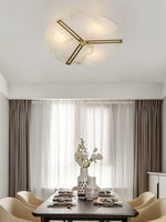 Clocks Alabaster Ceiling Light – Modern Brass Flush Mount for Living Room & Bedroom