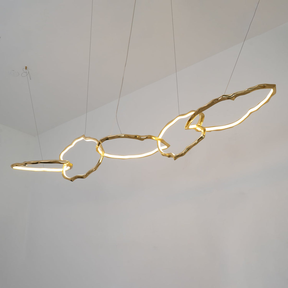 Cloud Rings Brass LED Chandelier, Modern Sculptural Pendant Light