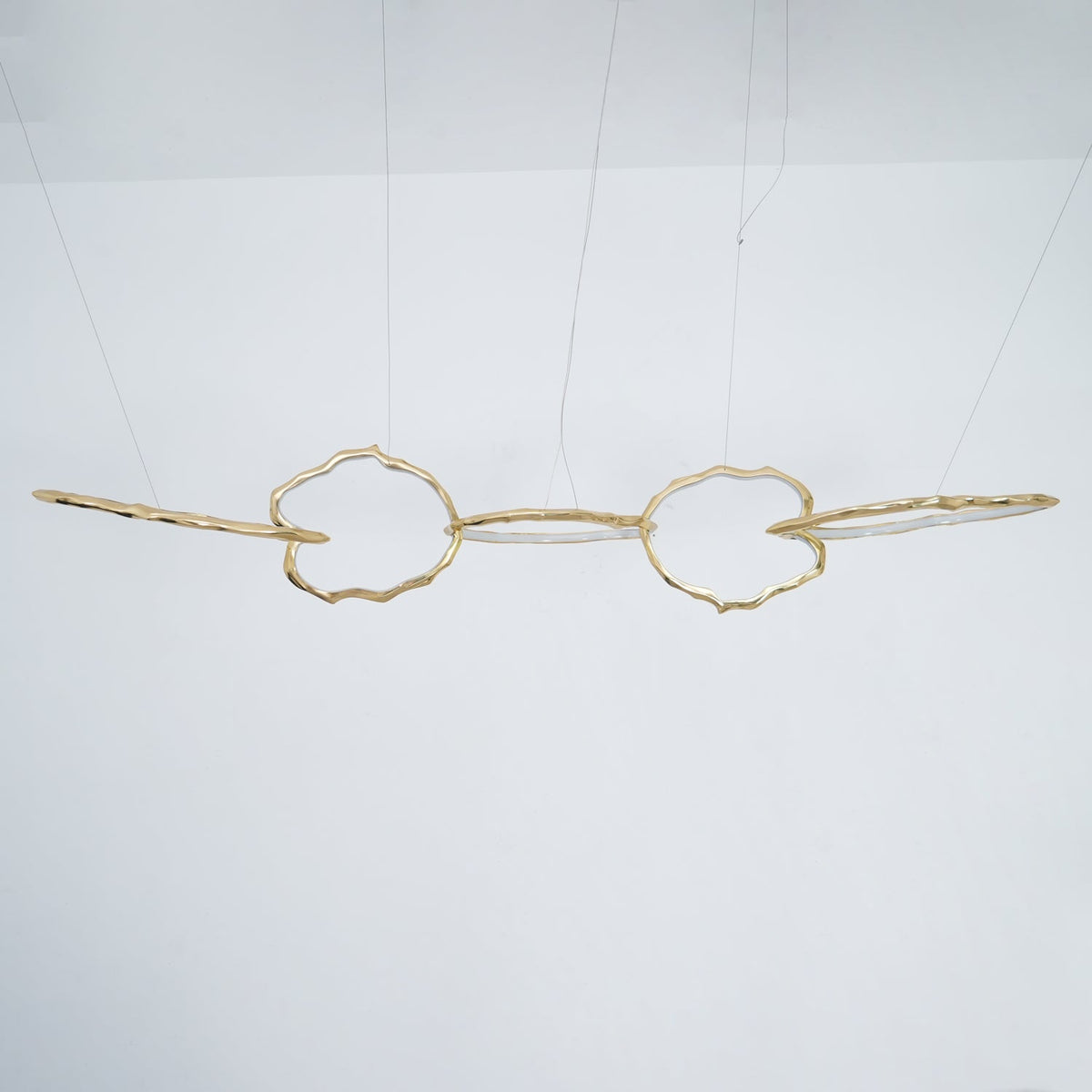 Cloud Rings Brass LED Chandelier, Modern Sculptural Pendant Light