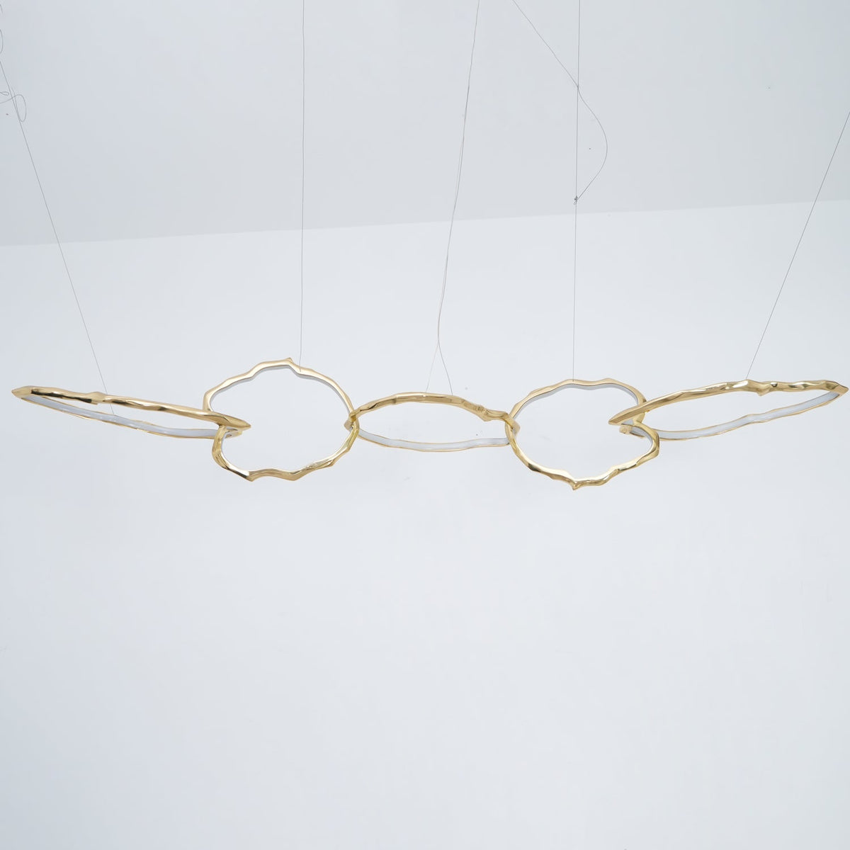 Cloud Rings Brass LED Chandelier, Modern Sculptural Pendant Light