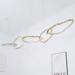 Cloud Rings Brass LED Chandelier, Modern Sculptural Pendant Light