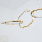 Cloud Rings Brass LED Chandelier, Modern Sculptural Pendant Light