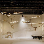 Cloud Rings Brass LED Chandelier, Modern Sculptural Pendant Light