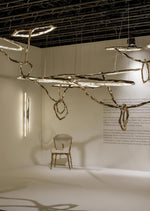 Cloud Rings Brass LED Chandelier, Modern Sculptural Pendant Light