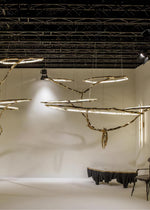 Cloud Rings Brass LED Chandelier, Modern Sculptural Pendant Light
