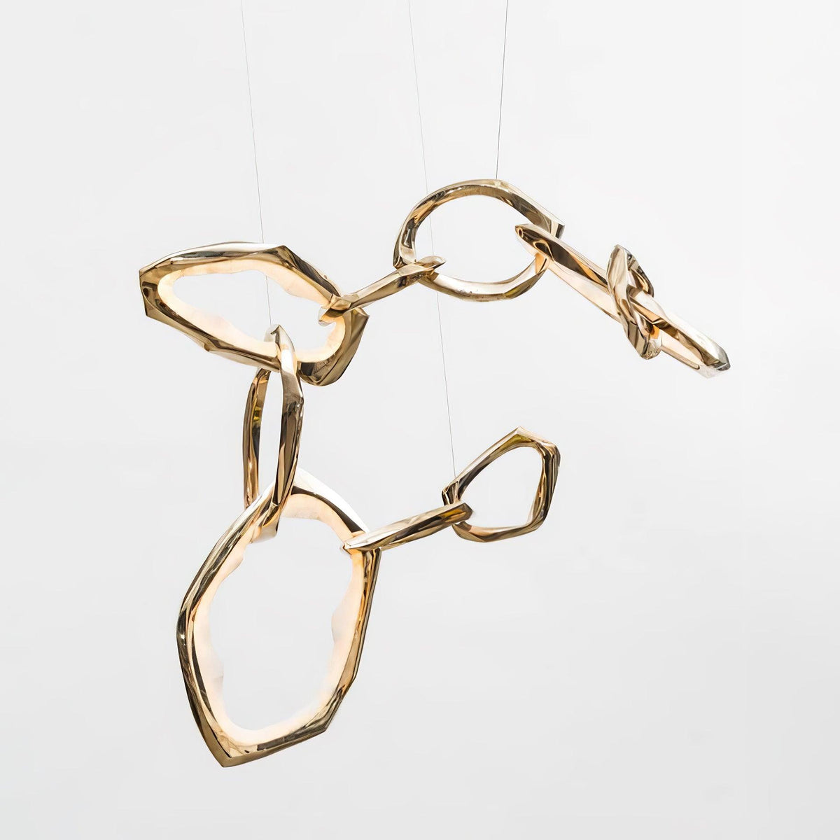 Cloud Rings Brass LED Chandelier, Modern Sculptural Pendant Light