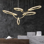 Cloud Rings Brass LED Chandelier, Modern Sculptural Pendant Light