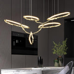 Cloud Rings Brass LED Chandelier, Modern Sculptural Pendant Light