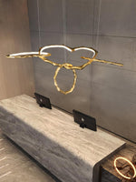 Cloud Rings Brass LED Chandelier, Modern Sculptural Pendant Light