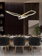 Cloud Rings Brass LED Chandelier, Modern Sculptural Pendant Light