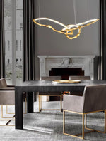 Cloud Rings Brass LED Chandelier, Modern Sculptural Pendant Light