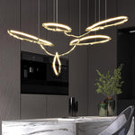 Cloud Rings Brass LED Chandelier, Modern Sculptural Pendant Light