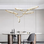 Cloud Rings Brass LED Chandelier, Modern Sculptural Pendant Light