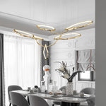 Cloud Rings Brass LED Chandelier, Modern Sculptural Pendant Light