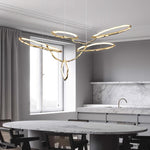 Cloud Rings Brass LED Chandelier, Modern Sculptural Pendant Light