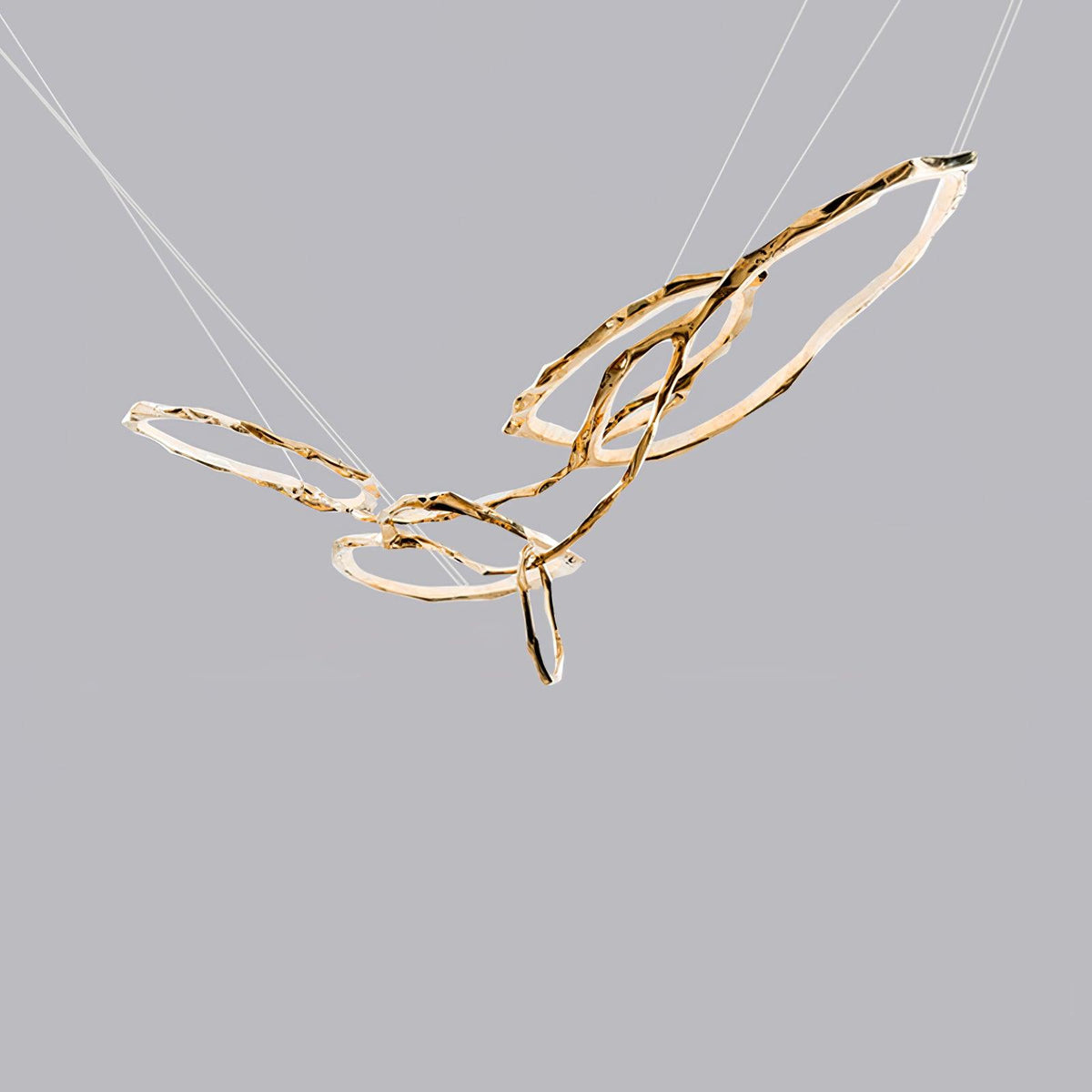 Cloud Rings Brass LED Chandelier, Modern Sculptural Pendant Light