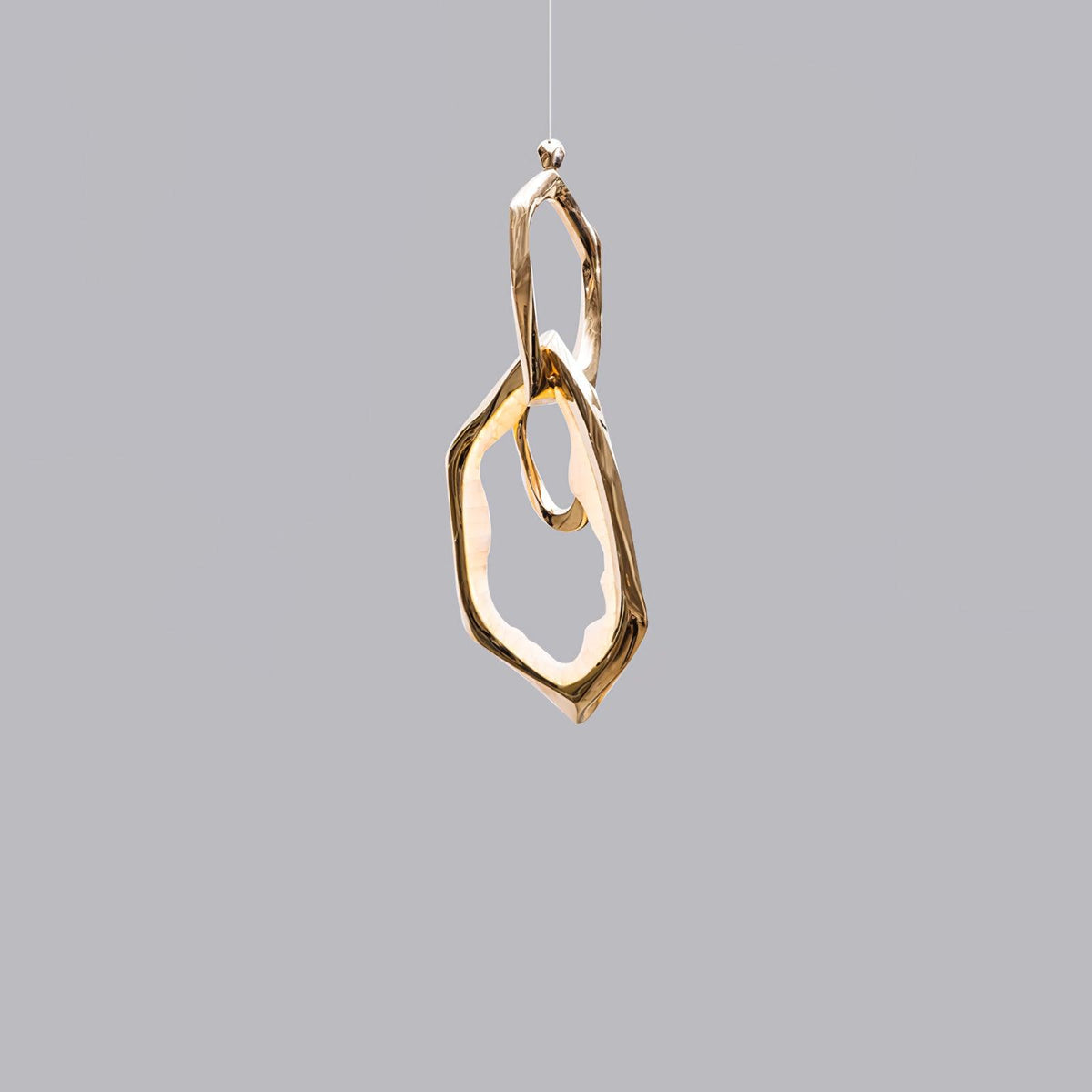 Cloud Rings Brass LED Chandelier, Modern Sculptural Pendant Light