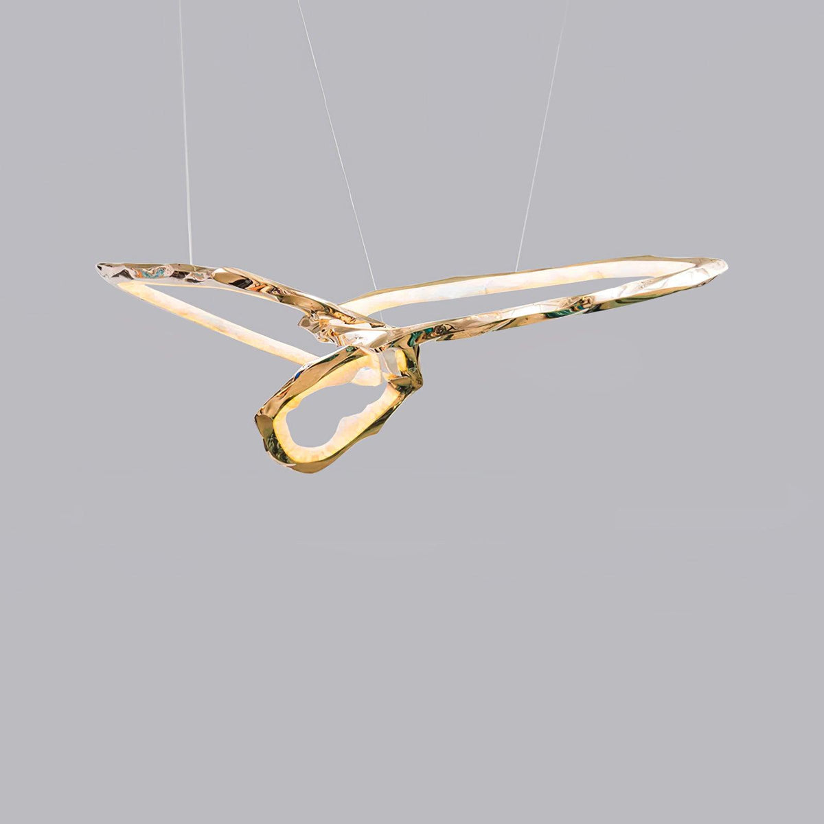 Cloud Rings Brass LED Chandelier, Modern Sculptural Pendant Light