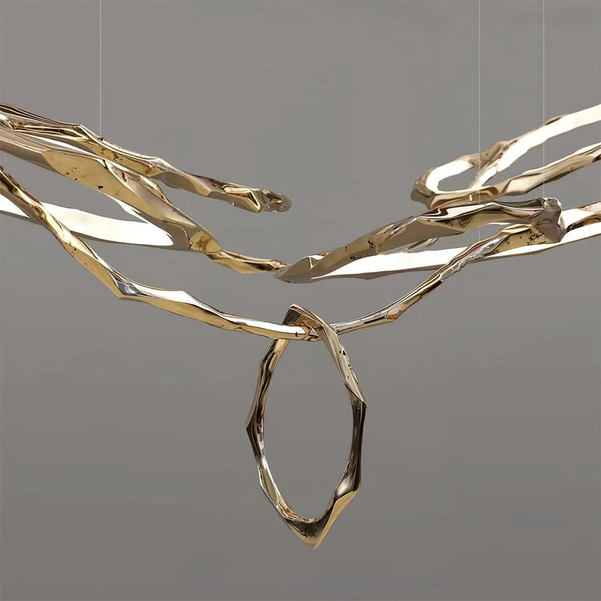 Cloud Rings Brass LED Chandelier, Modern Sculptural Pendant Light