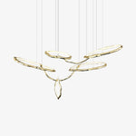 Cloud Rings Brass LED Chandelier, Modern Sculptural Pendant Light