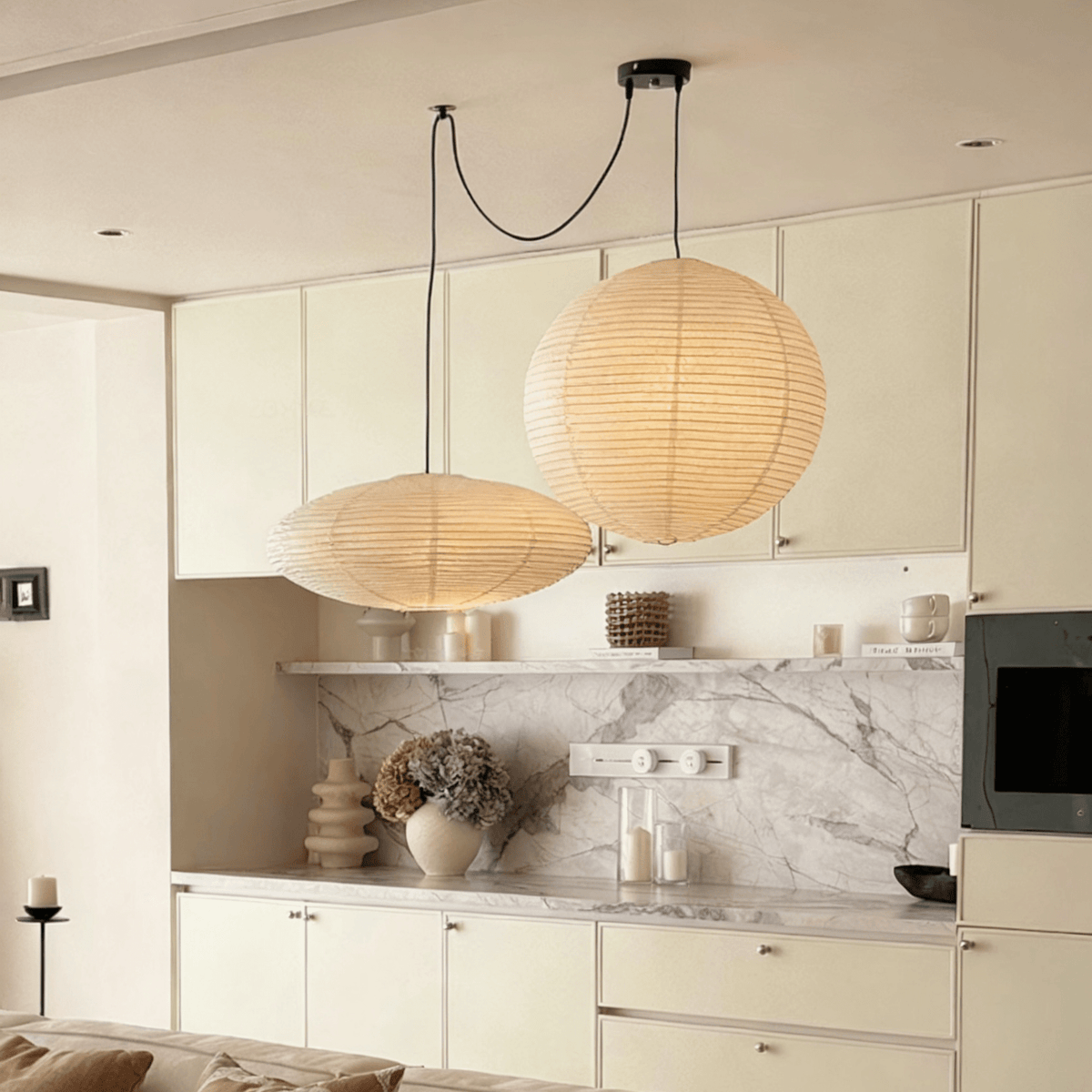 Washi Paper Whimsy Pendant Lamp – Two-Tone Cloud Pendant Light