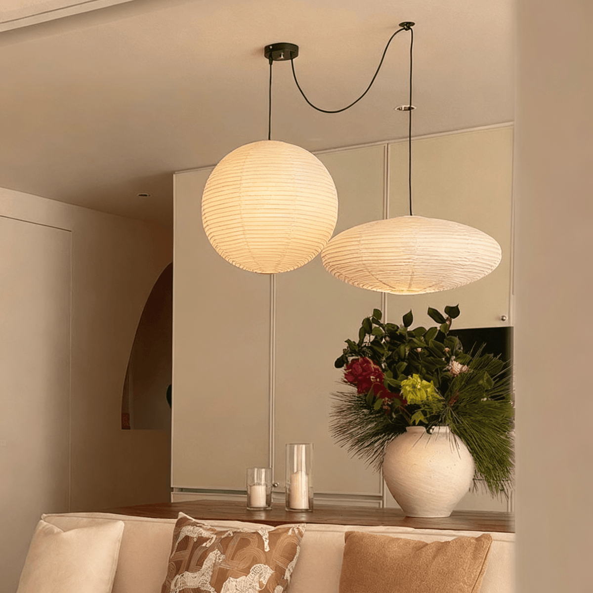 Washi Paper Whimsy Pendant Lamp – Two-Tone Cloud Pendant Light