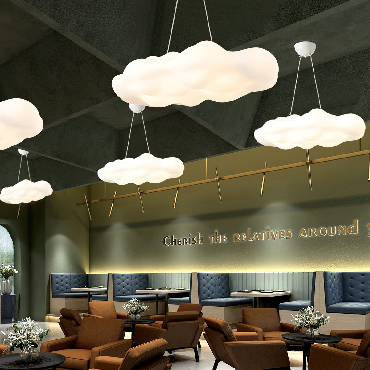 Cloudys Sculptural Pendant Light in White for Modern Interiors
