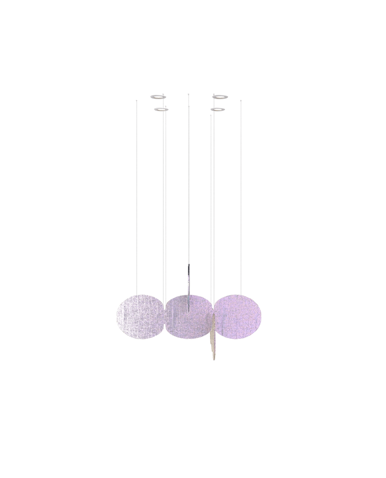 Iridescent Disc Chandelier with Cloud Glass Accents