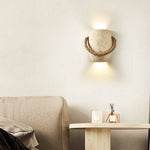 Artisan Travertine Wall Sconce with Hemp Rope Accent