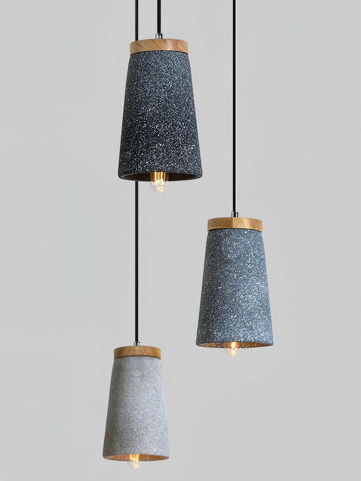 Coburg Pendant Light in Concrete and Wood – Minimalist Ceiling Lamp