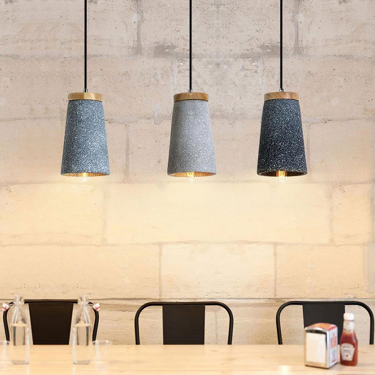 Coburg Pendant Light in Concrete and Wood – Minimalist Ceiling Lamp