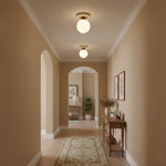 Cogstone Orb Ceiling Light in Travertine and Frosted Glass