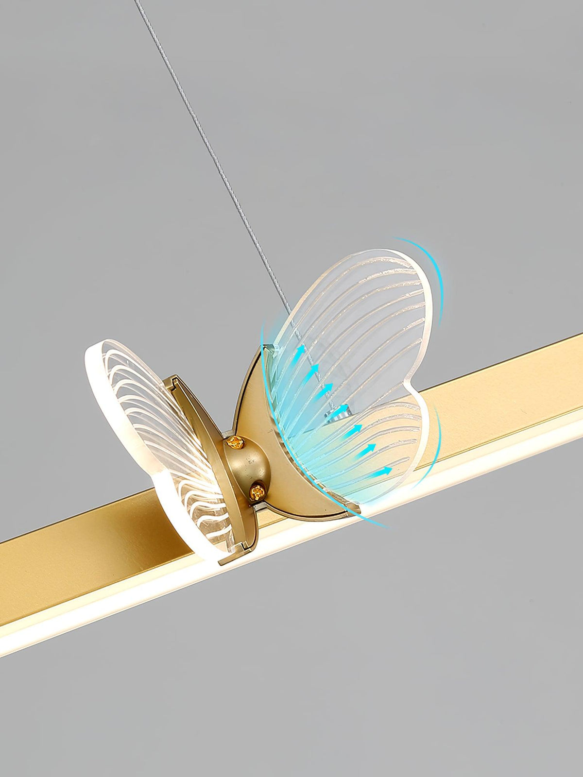 Cohen Butterfly Chandelier – Modern Gold LED Linear Pendant for Dining Room