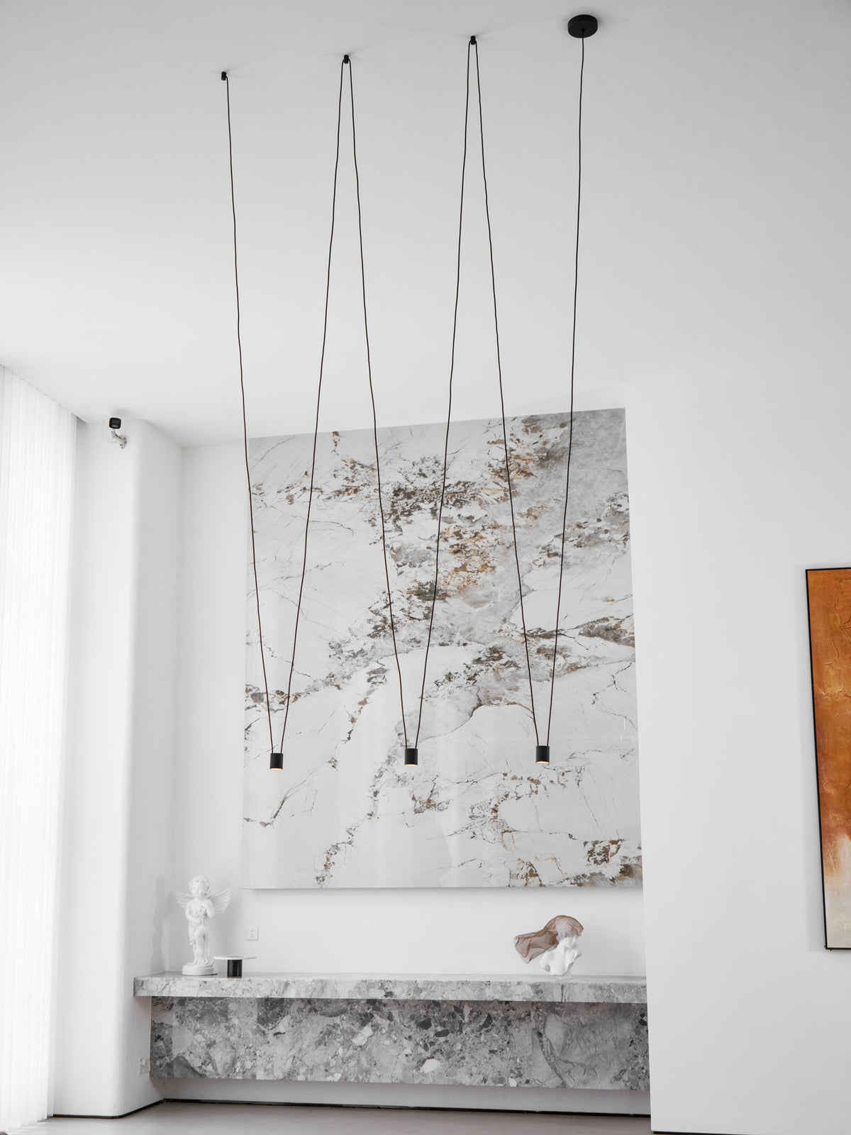 Modular Pendant Chandelier with Matte Lacquered Cables, 1-12 Lights